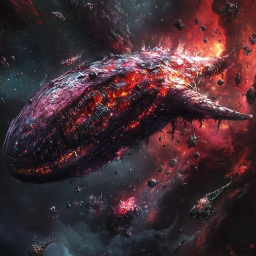 Microscopic nanite spaceships swarming through the bloodstream of a colossal space whale --v 6.1